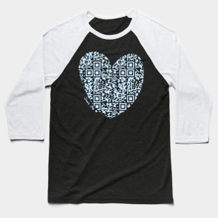 Pastel Blue Rick Astley Rickroll QR Code Heart Art Baseball T-Shirt